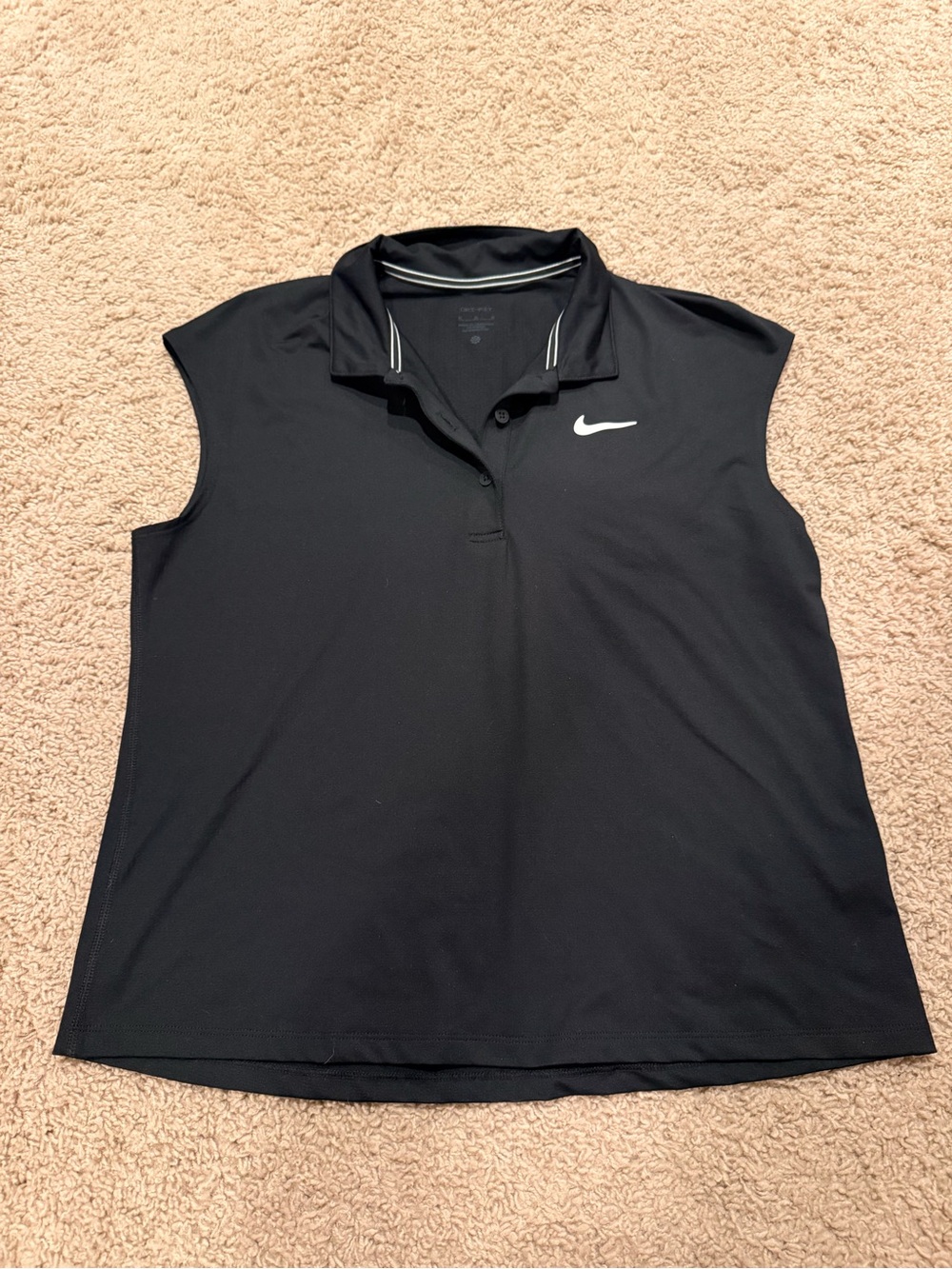 Nike Black Sleeveless Polo Tank with White Swoosh